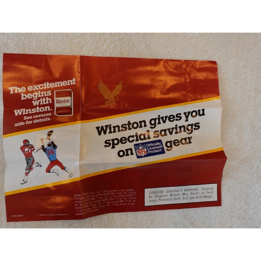 ORIGINAL 1986 NFL Dallas Cowboys Winston Cigarette Promo Schedule + Duffle Bag